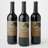 Fall Oak Tree Lantern Wedding Wine Label Weinetikett (Flaschen)