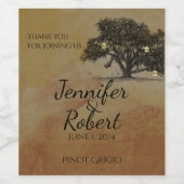 Fall Oak Tree Lantern Wedding Wine Label Weinetikett (Einzelnes Label)