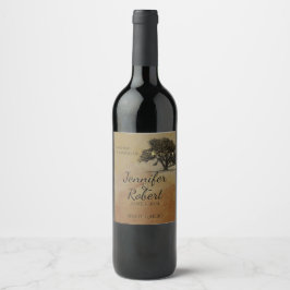 Fall Oak Tree Lantern Wedding Wine Label Weinetikett