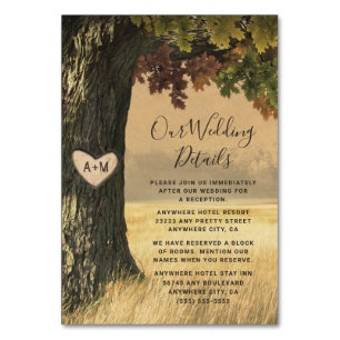 Fall Oak Tree Rustic Wedding Cards Tischnummer