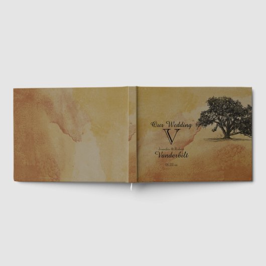 Fall Oak Tree String Lights Wedding Guest Book Gästebuch (Voll)