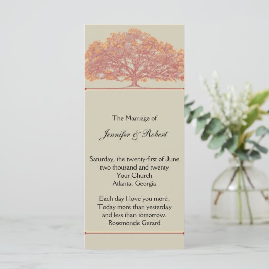 Fall Oak Tree Wedding Program Programm (Stehend Vorderseite)