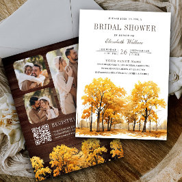 Fall Oak Trees Foto QR Code Brautparty Einladung