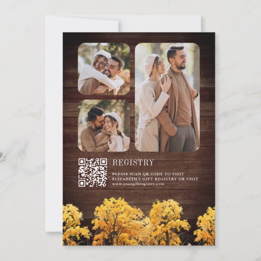 Fall Oak Trees Foto QR Code Brautparty Einladung (Rückseite)
