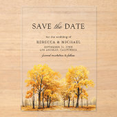 Fall Oak Trees Wedding Save the Date Acryleinladungen (Vorderseite)
