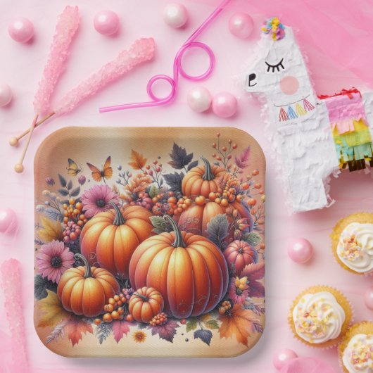 Fall- oder Erntedank-Thema Entsorgung Pappteller (Party)