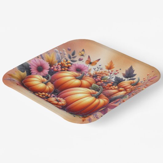 Fall- oder Erntedank-Thema Entsorgung Pappteller (Gewinkelt)