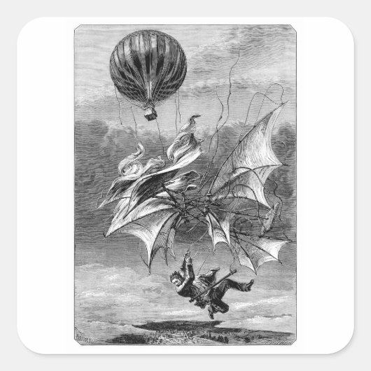 Fall of the Flying Man Quadratischer Aufkleber (Vorderseite)