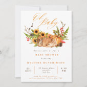 Fall Oh Baby Deer Pumpkin & Sunflower Baby Dusche Einladung (Vorderseite)