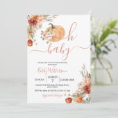 Fall Oh Baby Pumpkin Boho Wildblumen Babydusche Einladung (Stehend Vorderseite)