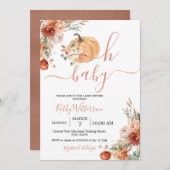 Fall Oh Baby Pumpkin Boho Wildblumen Babydusche Einladung (Vorne/Hinten)