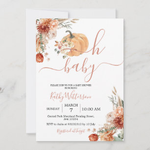 Fall Oh Baby Pumpkin Boho Wildblumen Babydusche Einladung