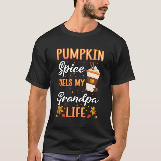 Fall Opa Pumpkin Gewürz Latte Herbst Blätter Gra T-Shirt (Vorderseite)