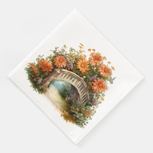 FALL ORANGE ASTER-BLUME IN SZENEN SERVIETTE (Ecke)