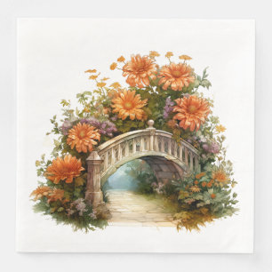 FALL ORANGE ASTER-BLUME IN SZENEN SERVIETTE
