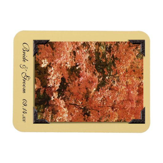 Fall Orange Blätter Hochzeitssache Datum speichern Magnet (Horizontal)
