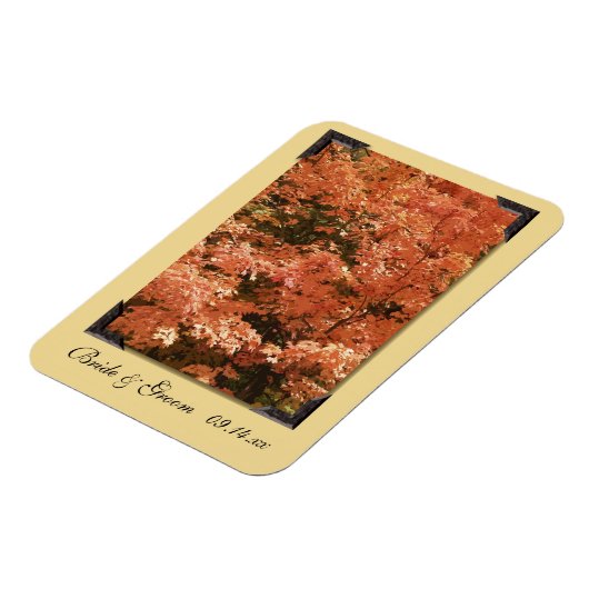 Fall Orange Blätter Hochzeitssache Datum speichern Magnet (Linke Seite)