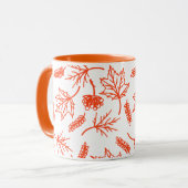 Fall Orange Blätter Kontur Zwei-Tonen-Tasse Tasse (Vorderseite Links)
