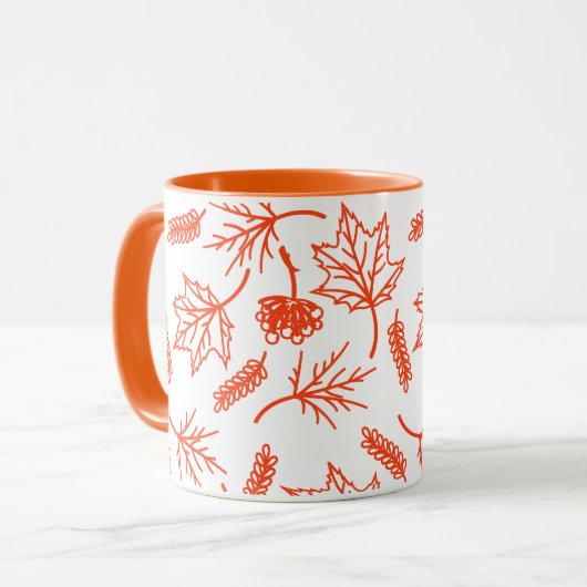 Fall Orange Blätter Kontur Zwei-Tonen-Tasse Tasse (Vorderseite Links)