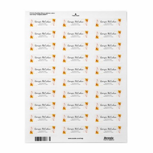 Fall Orange-Blätter Rücksendeadresse (Vorne)