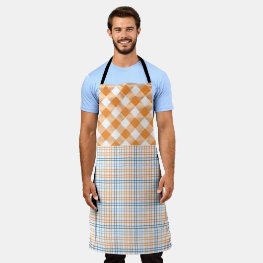 FALL ORANGE BLUE WHITE AUTUMN PLAID PATTERNS SCHÜRZE (Getragen)