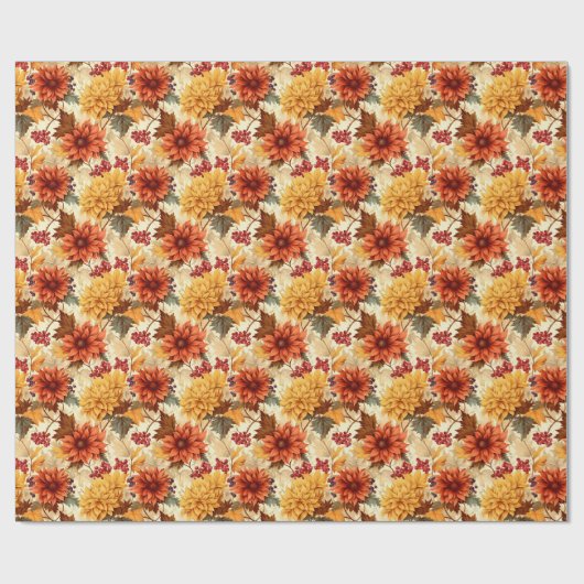 Fall Orange-Blume Geschenkpapier (Flach)