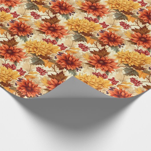Fall Orange-Blume Geschenkpapier (Ecke)