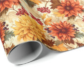 Fall Orange-Blume Geschenkpapier (Rolleneckpunkt)