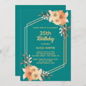 Fall Orange Blume Gold Aquamarine Frauen Erwachsen Einladung (Vorne/Hinten)