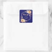 Fall Orange Blume Gold Navy Blue Vielen Dank Quadratischer Aufkleber (Tasche)