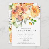 Fall Orange Blume Kinderdusche Einladung (Vorne/Hinten)