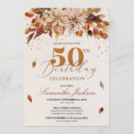 Fall Orange Blume Marigold Cooper 50. Geburtstag Einladung