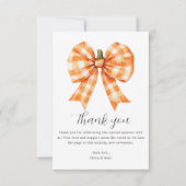Fall Orange Bow Baby Dusche Danke Karte (Vorderseite)