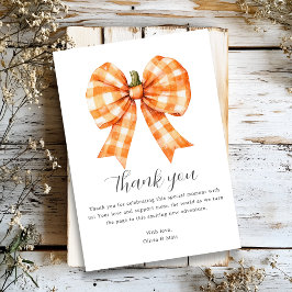 Fall Orange Bow Baby Dusche Danke Karte