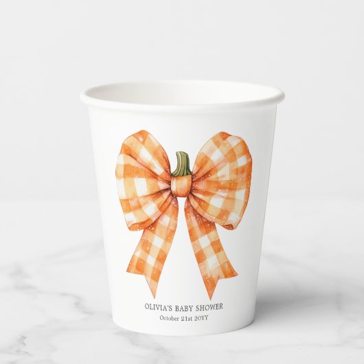 Fall Orange Bow Babydusche Papiertasse Pappbecher (Rückseite)