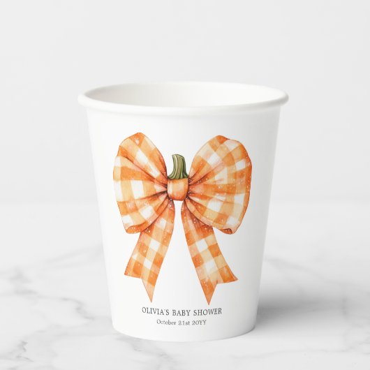 Fall Orange Bow Babydusche Papiertasse Pappbecher (Vorderseite)