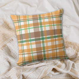 Fall Orange Brown Green Plaid Kissen
