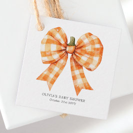 Fall Orange Coquette Bow Baby Dusche Geschenkanhänger