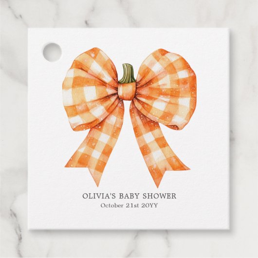 Fall Orange Coquette Bow Baby Dusche Geschenkanhänger (Vorderseite)