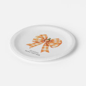 Fall Orange Coquette Bow Baby Dusche Pappteller (Schrägansicht)