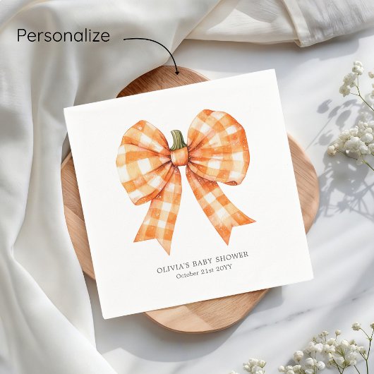 Fall Orange Coquette Bow Baby Dusche Serviette