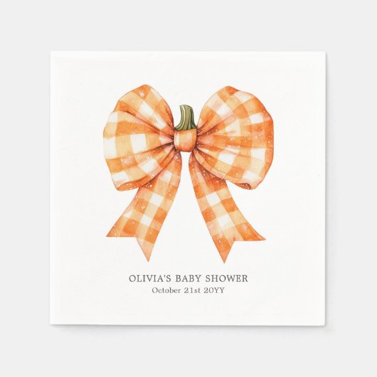 Fall Orange Coquette Bow Baby Dusche Serviette (Vorderseite)