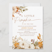 Fall Orange Floral Little Pumpkin Baby Dusche Einladung (Vorderseite)