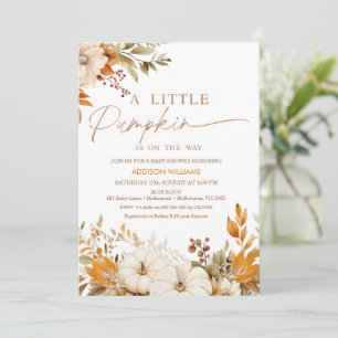 Fall Orange Floral Little Pumpkin Baby Dusche Einladung