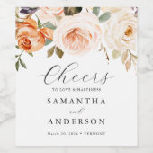 Fall Orange Floral Wedding Wein Flaschen Labels Weinetikett (Einzelnes Label)