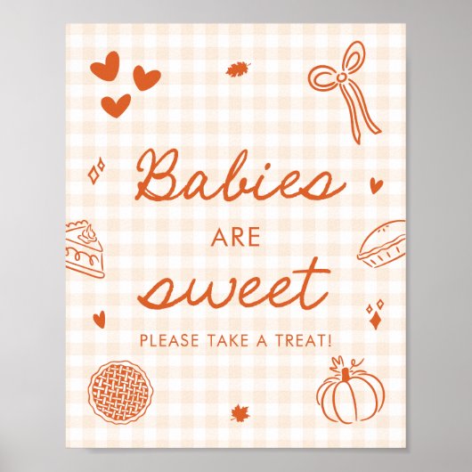 Fall Orange Gingham Cutie Pie Babys sind Süß Poster (Vorne)