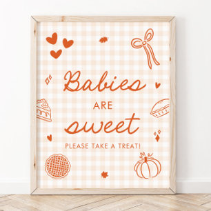 Fall Orange Gingham Cutie Pie Babys sind Süß Poster