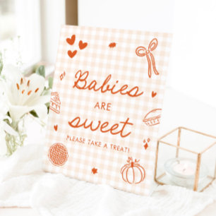 Fall Orange Gingham Cutie Pie Babys sind Süß Sockelschild