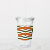 Fall Orange Green Strips Monogram Custom Acryltrinkbecher (Rechts)