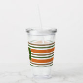 Fall Orange Green Strips Monogram Custom Acryltrinkbecher (Links)